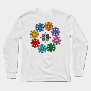 Multicolored geometric rhombuses, fantasy flower pattern Long Sleeve T-Shirt